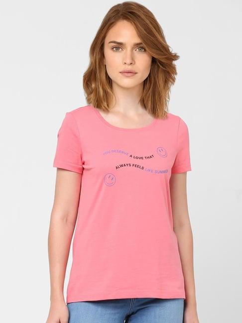 vero moda pink graphic print t-shirt