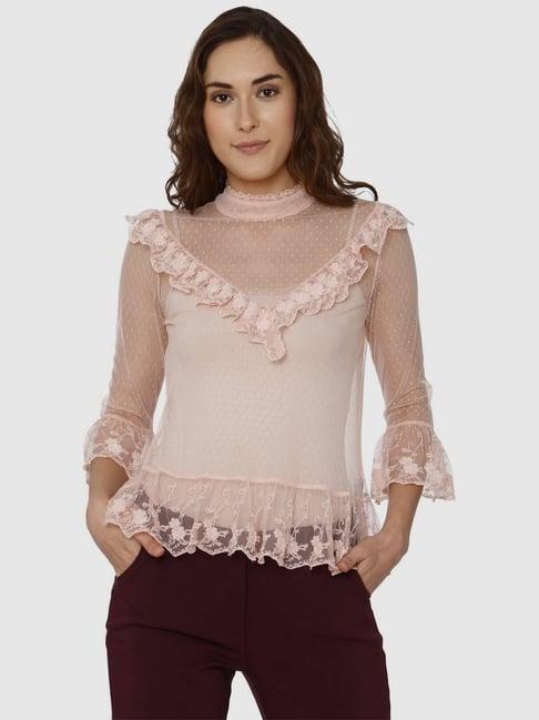 vero moda pink lace top