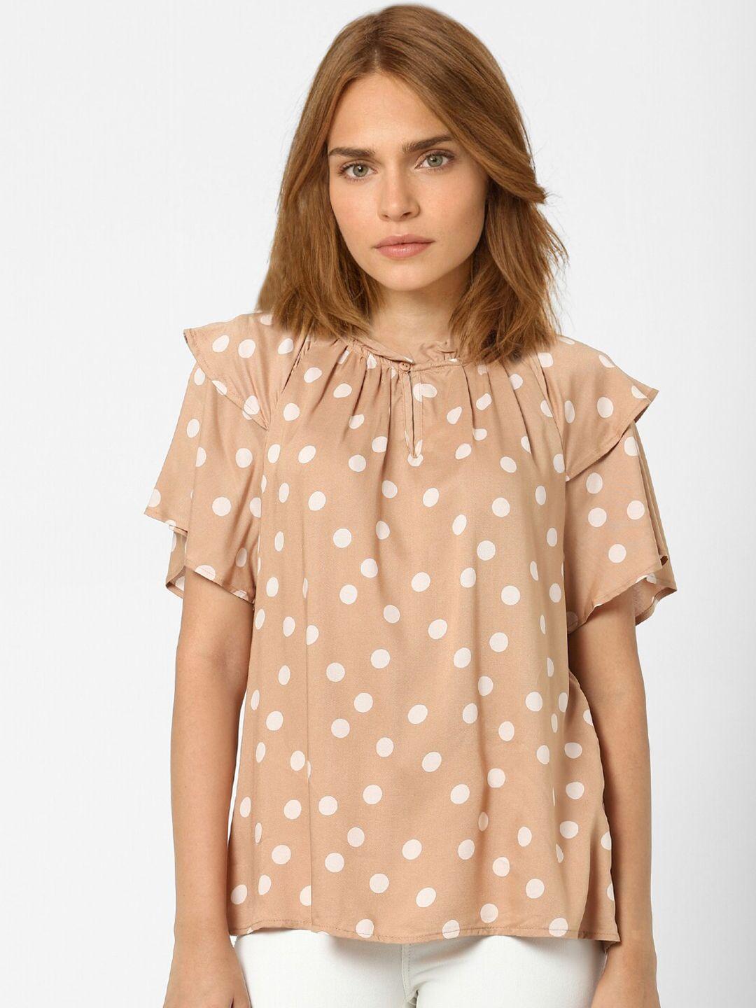 vero moda pink polka dots print top