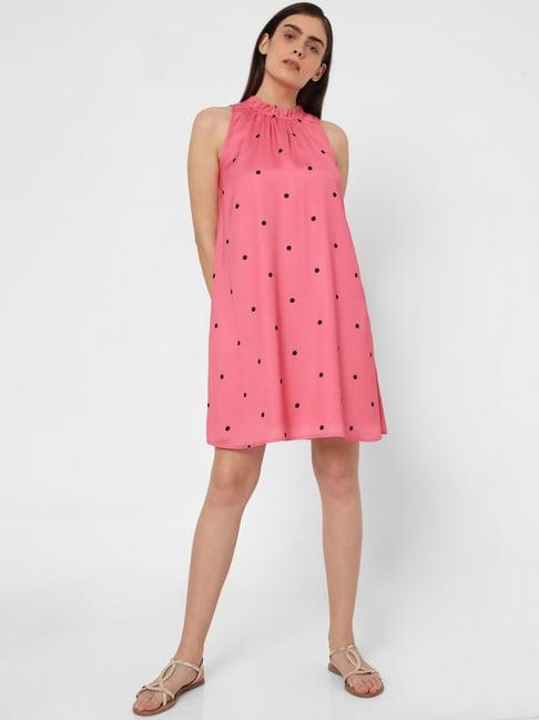 vero moda pink printed dress