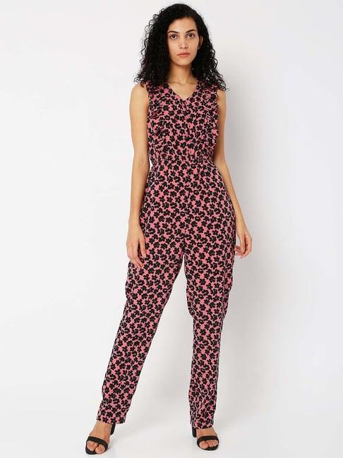 vero moda pink printed jumpsuit