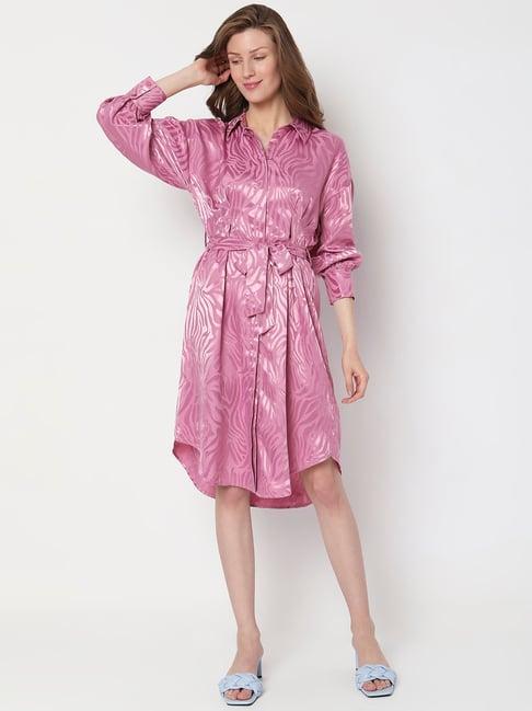 vero moda pink printed shirt dress