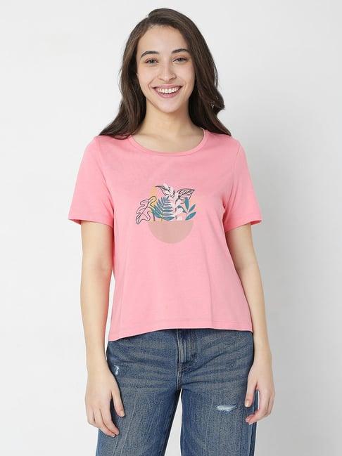 vero moda pink printed t-shirt