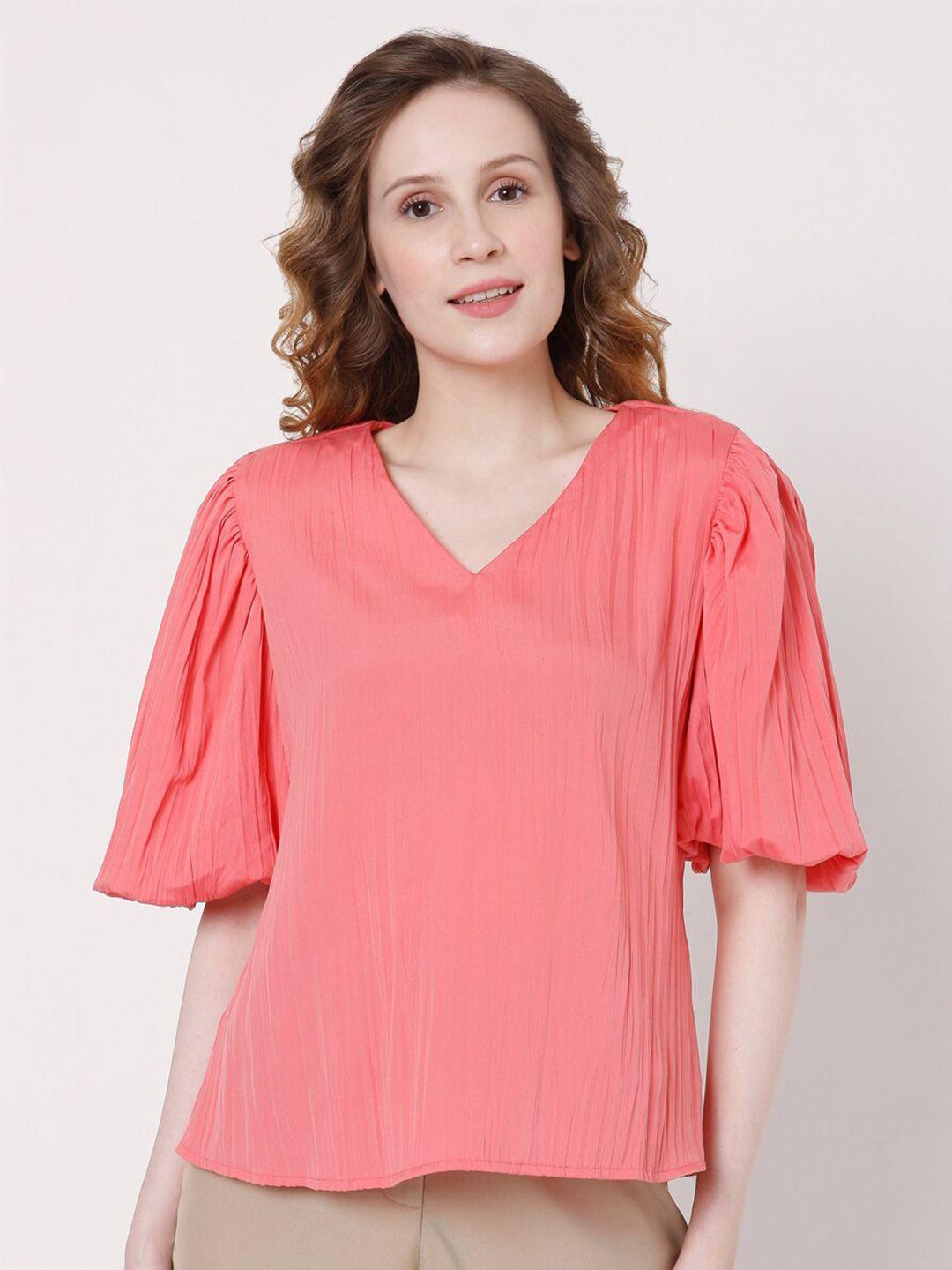 vero moda pink puff sleeve regular top