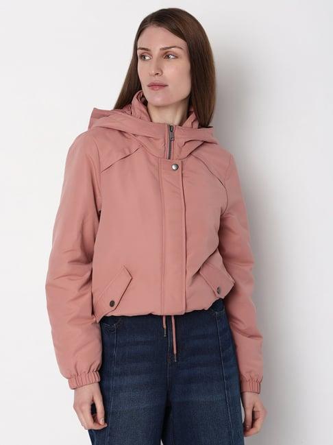 vero moda pink regular fit parka jacket