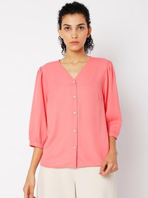 vero moda pink regular fit shirt