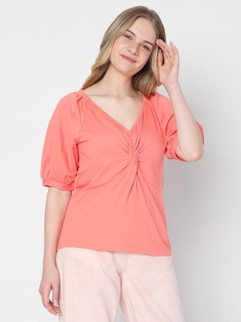 vero moda pink regular fit top