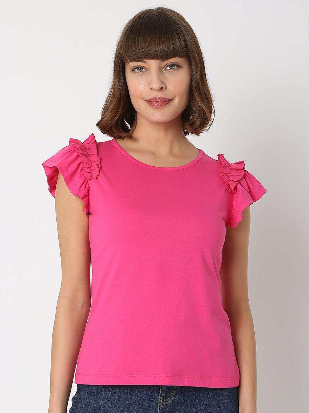 vero moda pink ruffles top