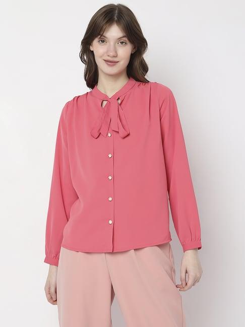 vero moda pink slim fit shirt