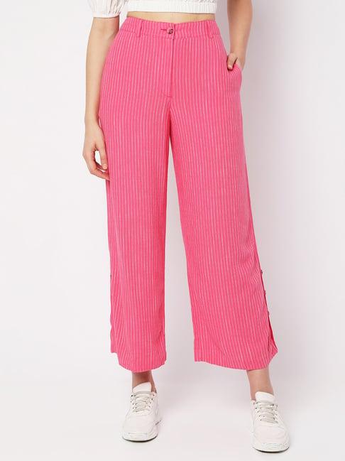 vero moda pink striped high rise pants