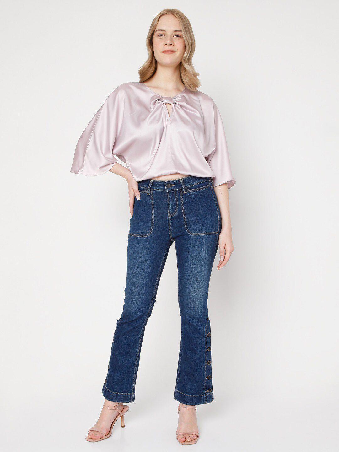 vero moda pink tie-up neck top