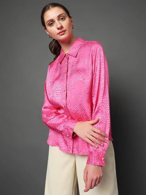 vero moda pink viscose printed shirt