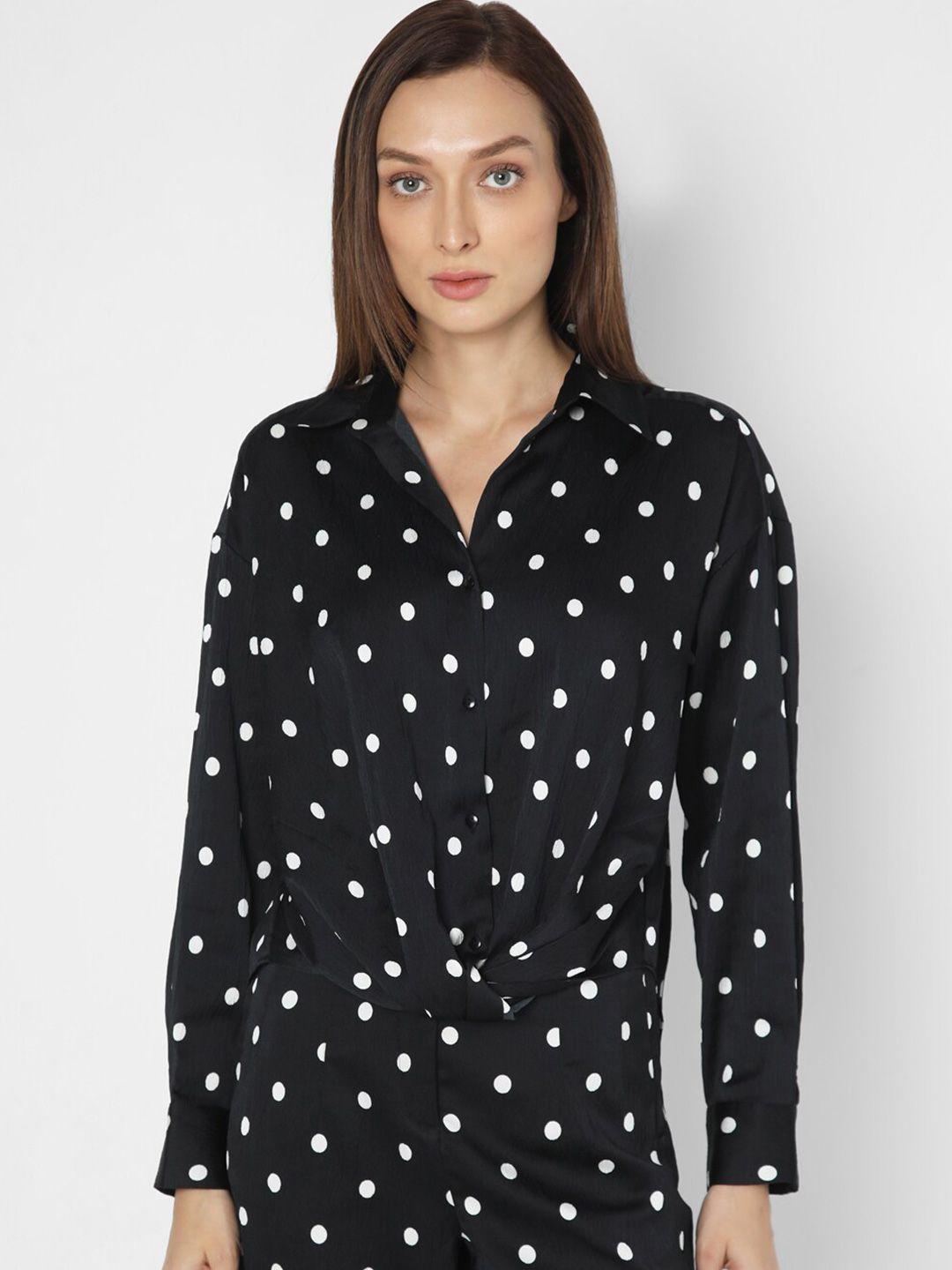 vero moda polka dot printed oversized casual shirt