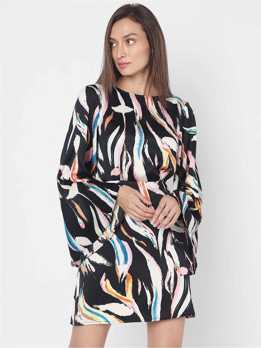 vero moda print flared sleeve fit & flare mini dress