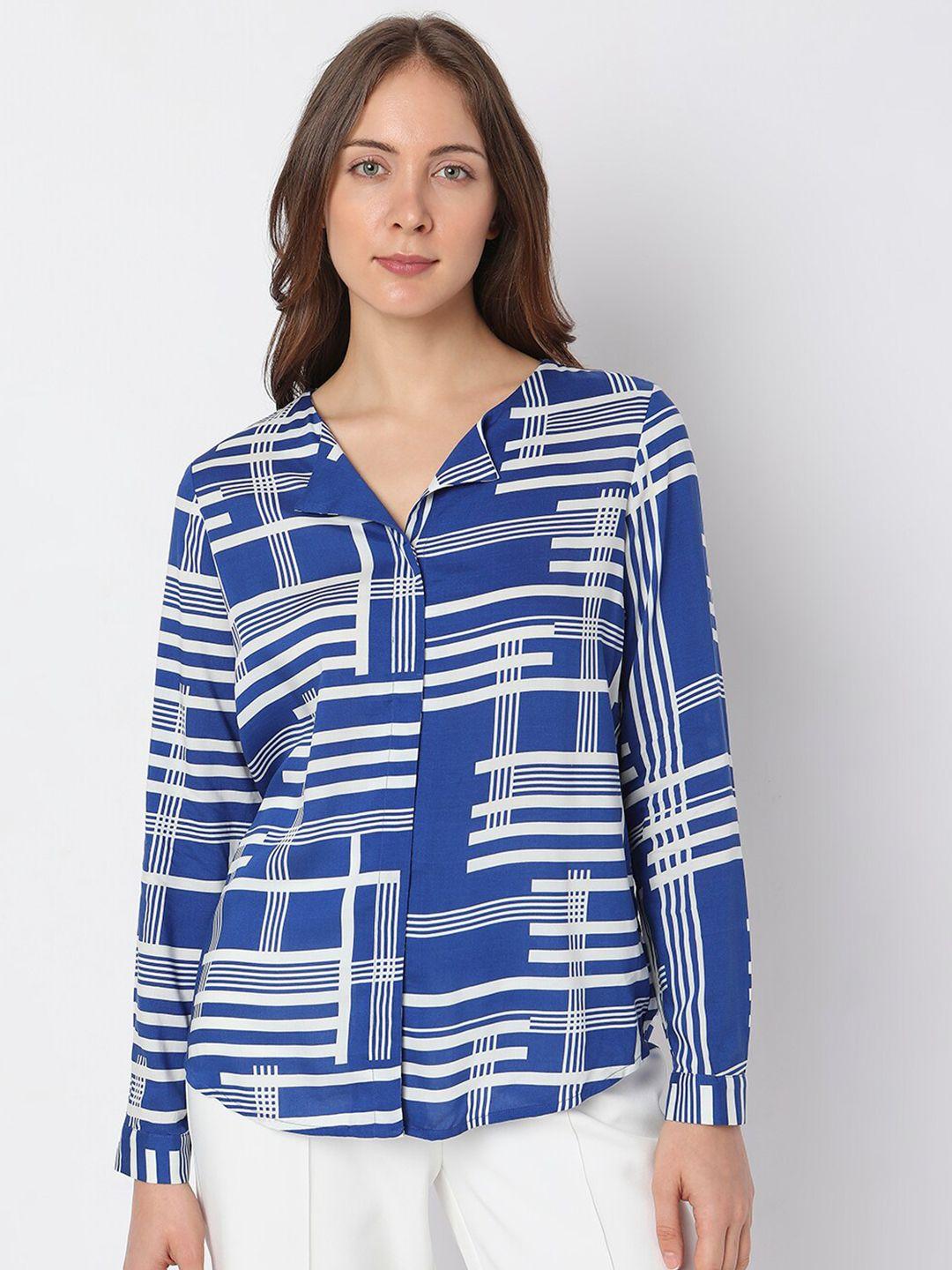 vero moda printed cuffed sleeve shirt style top