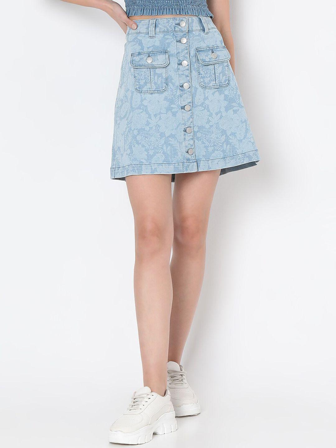 vero moda printed straight mini skirt