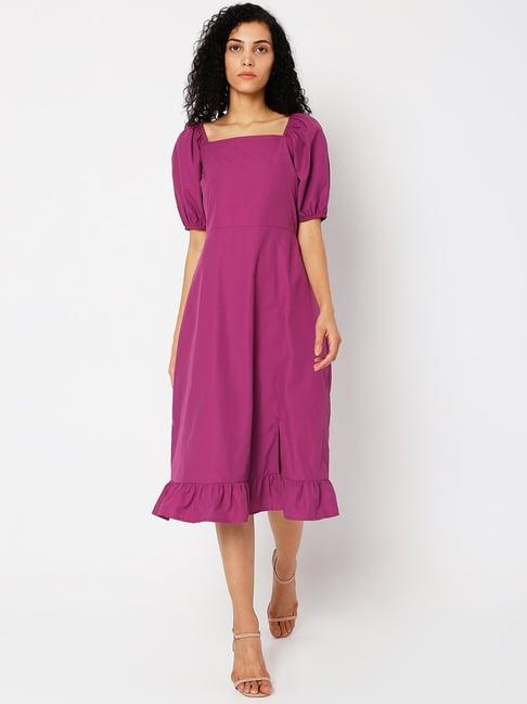 vero moda purple below knee a line dress