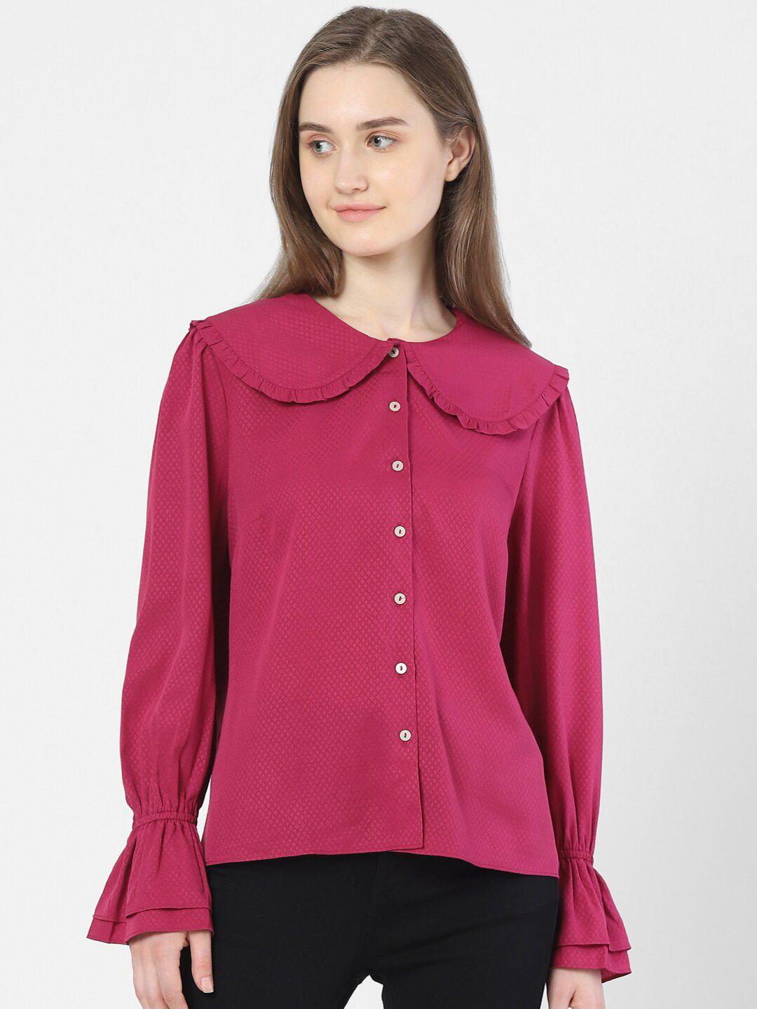 vero moda purple peter pan collar shirt style top