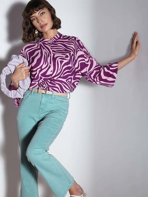 vero moda purple printed shirt