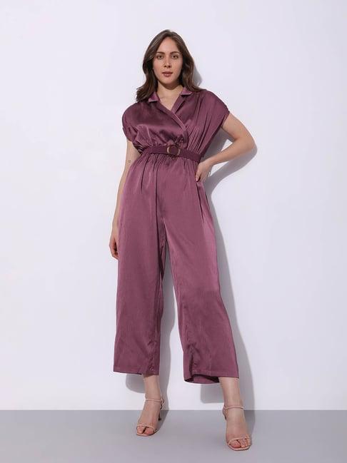 vero moda purple regular fit jumpsuit