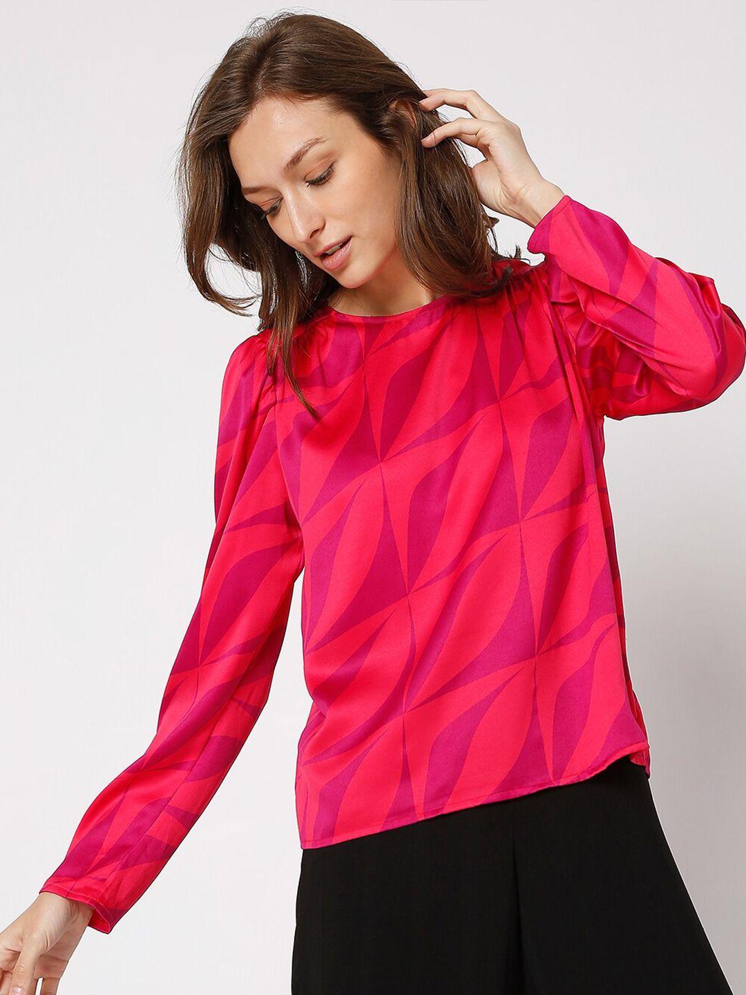 vero moda red & fuchsia print top