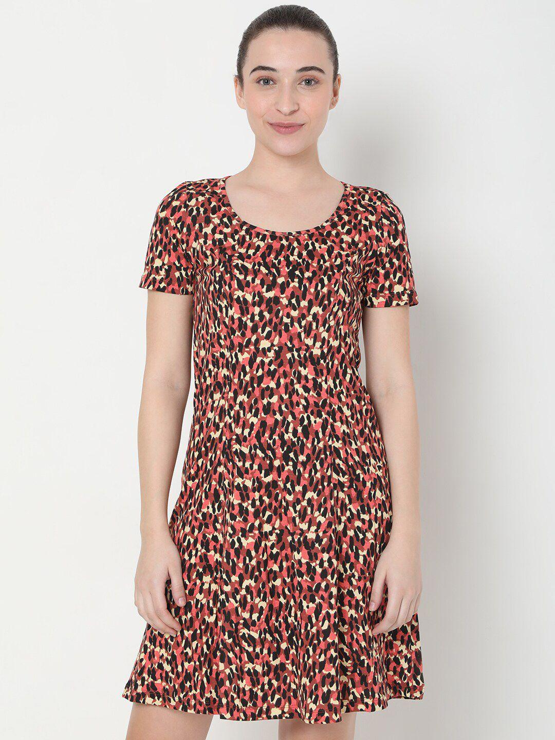 vero moda red animal print dress