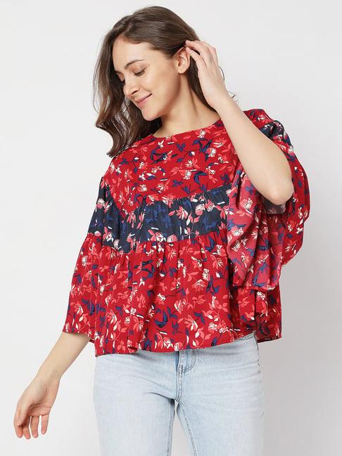 vero moda red floral print top