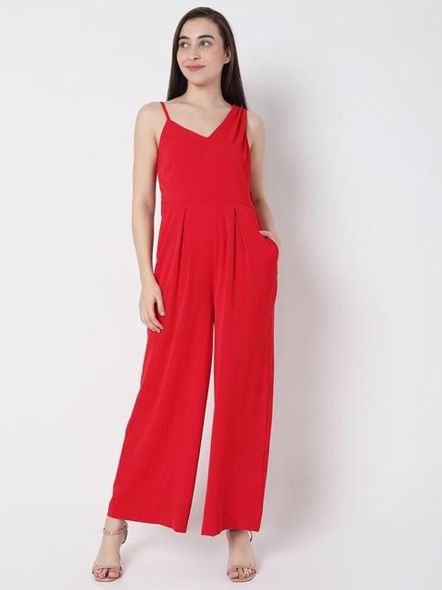 vero moda red maxi jumpsuit