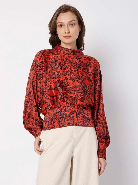 vero moda red printed top