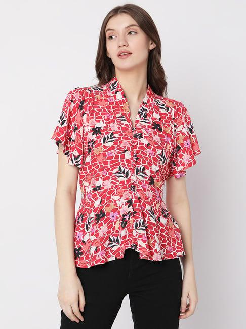 vero moda red printed top