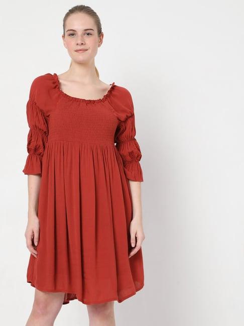 vero moda red regular fit dress