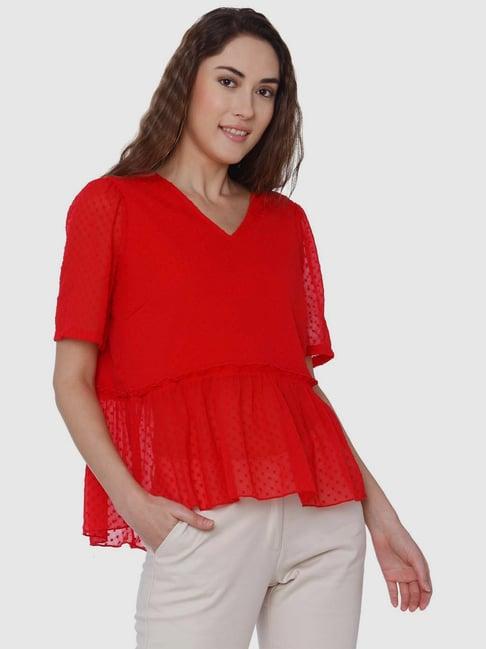 vero moda red self top