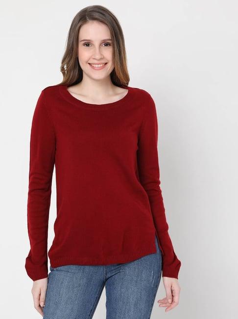 vero moda red textured pullover