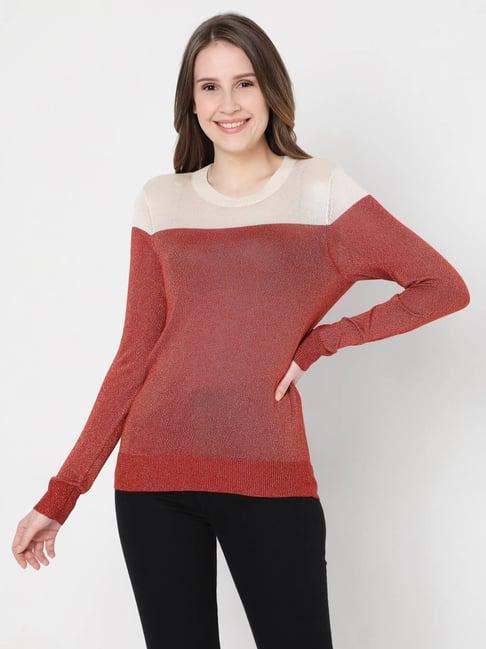 vero moda red textured sweater