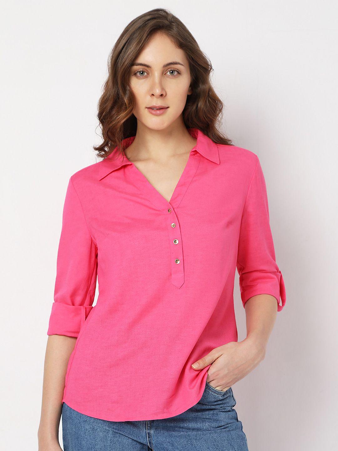 vero moda roll-up sleeves casual shirt