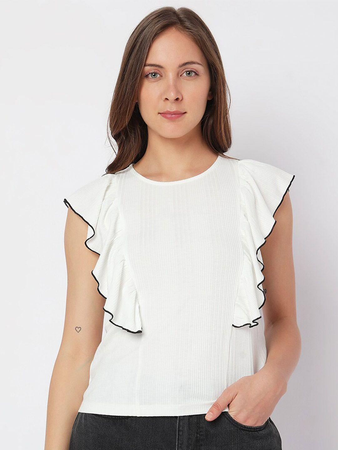 vero moda round neck ruffles top