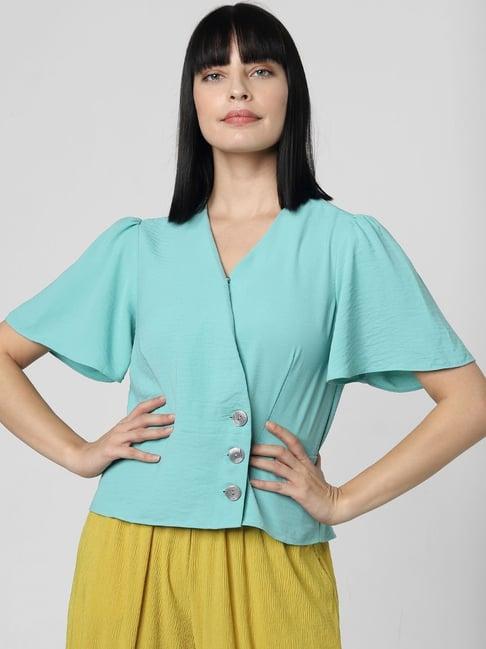 vero moda sea green regular fit top