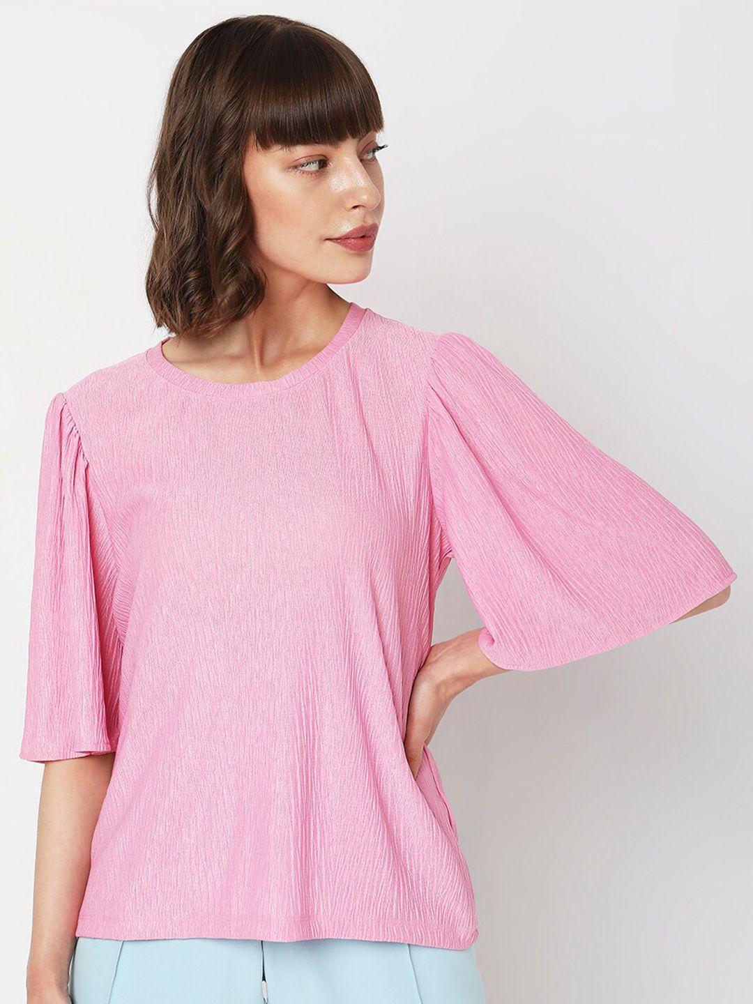 vero moda self design flared sleeves top