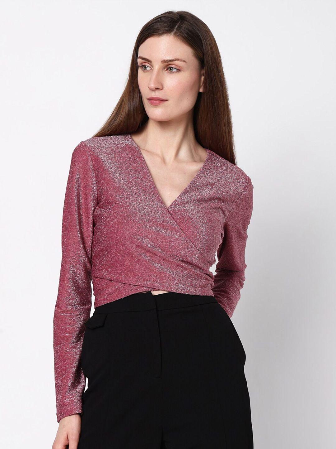 vero moda self design wrap crop top