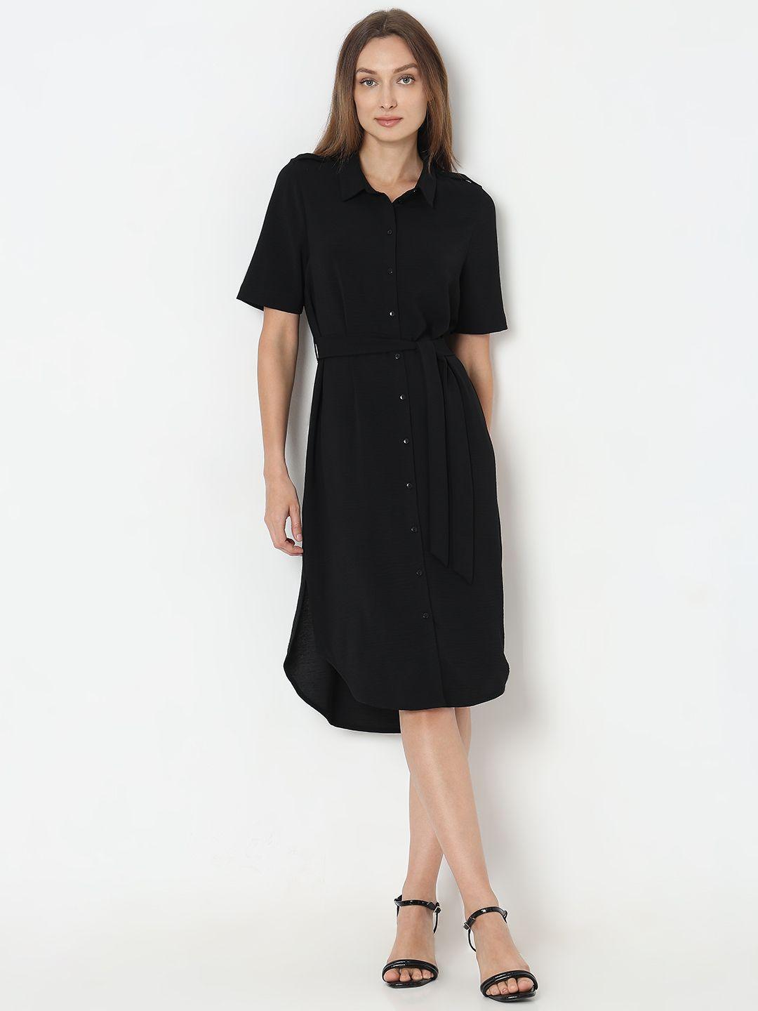 vero moda shirt collar short sleeves midi shirt dress