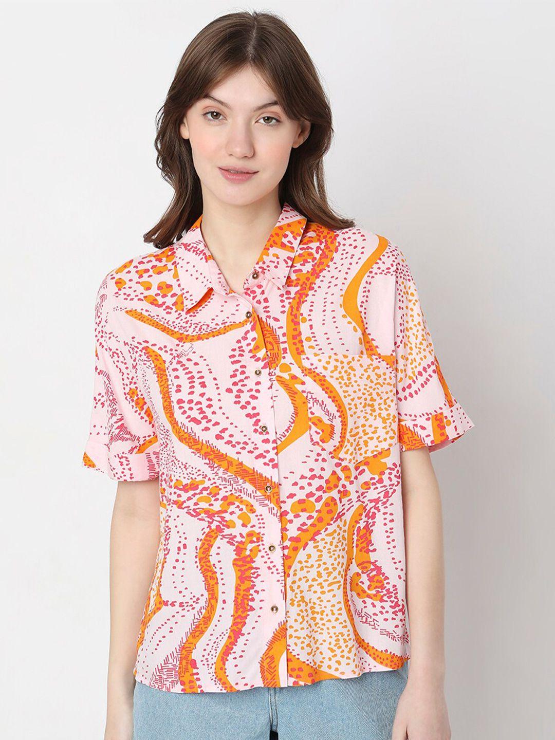 vero moda slim fit abstract printed casual shirt