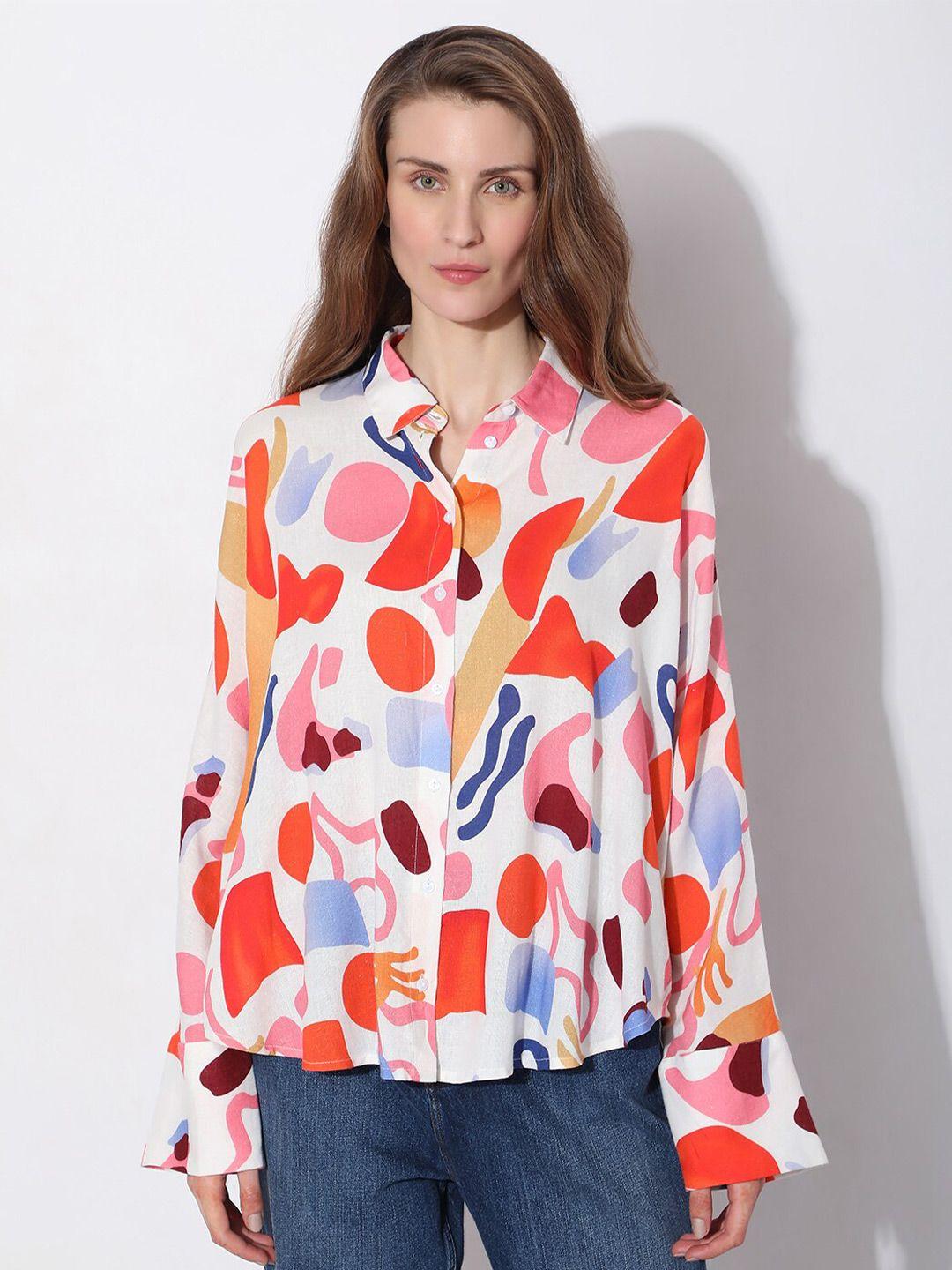 vero moda slim fit abstract printed casual shirt