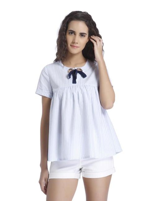 vero moda snow white & blue striped top