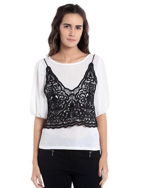 vero moda snow white lace patterned top