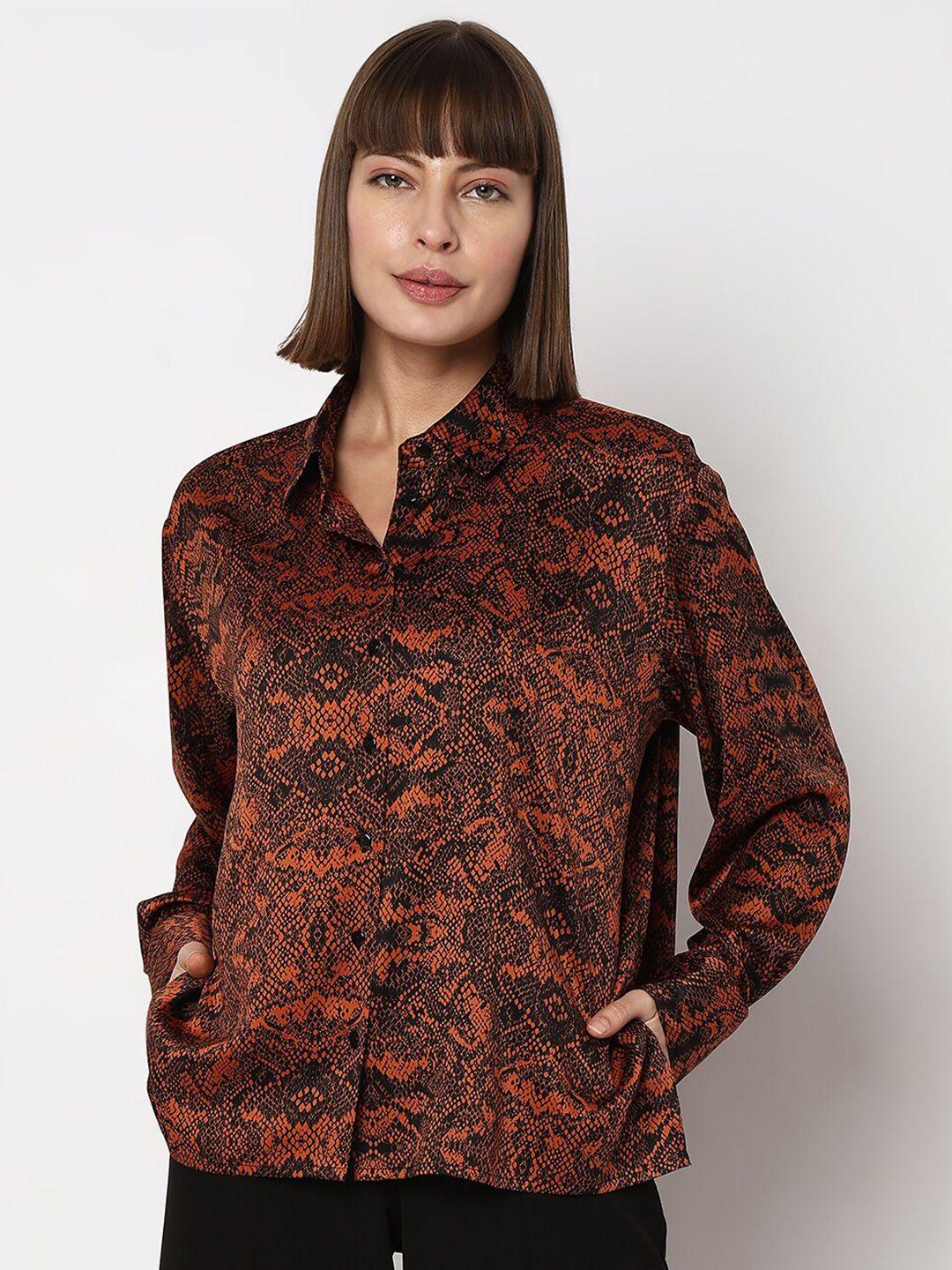 vero moda spread collar abstract printed casual shirt