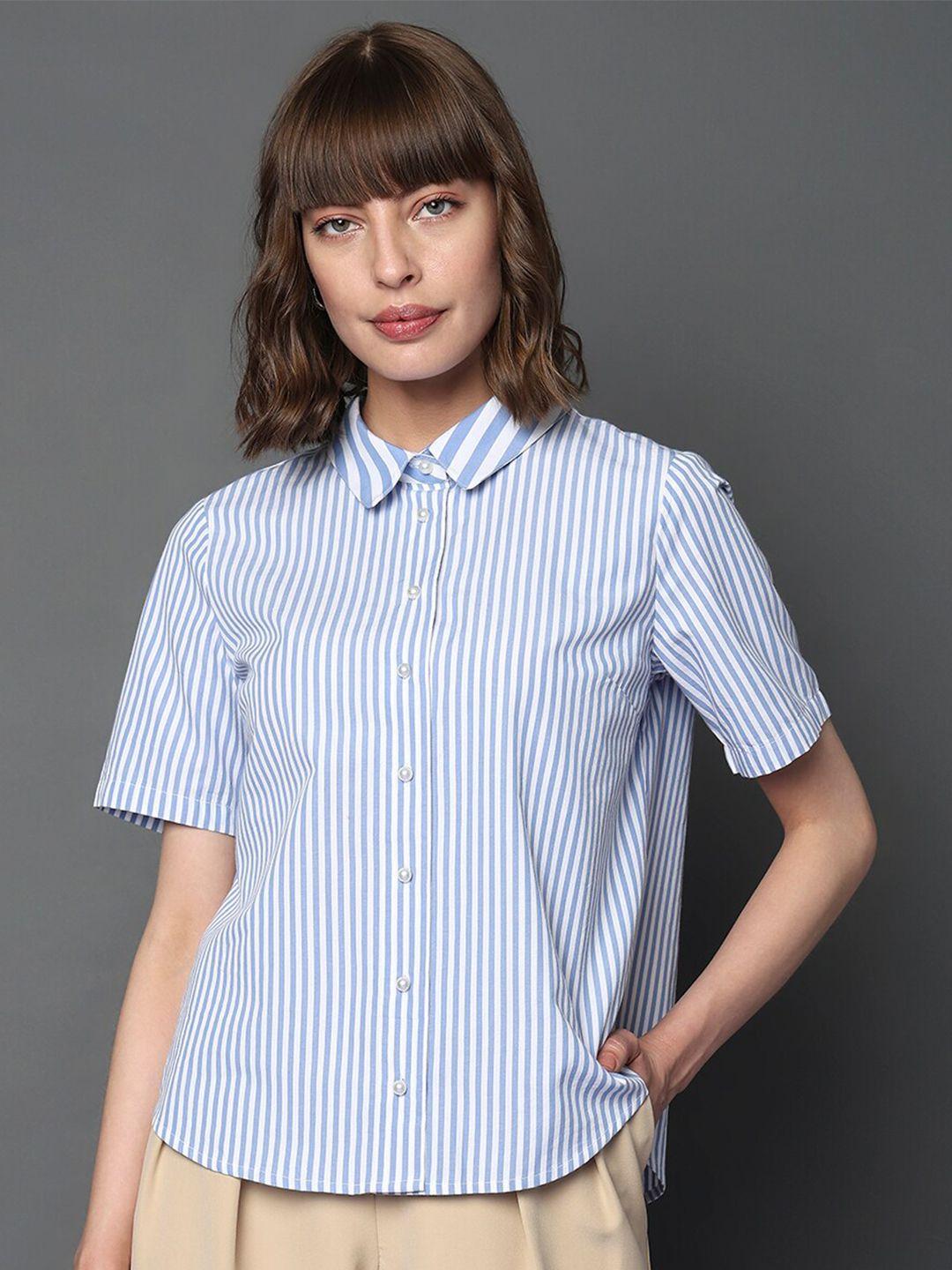 vero moda striped spread collar casual shirt