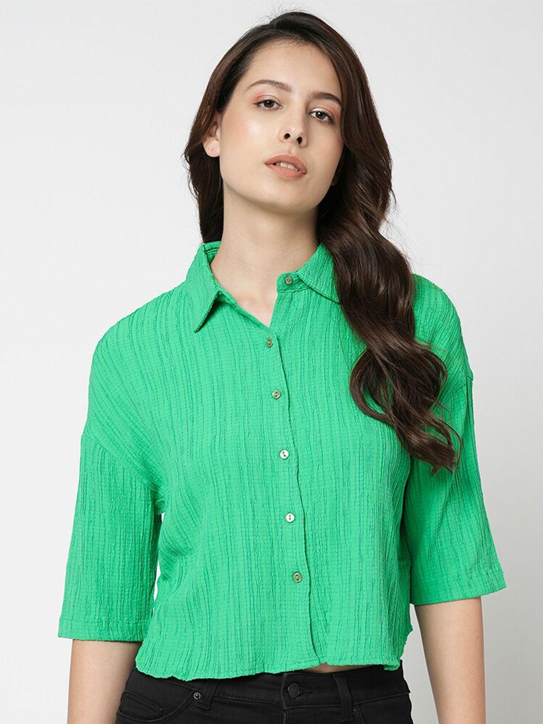 vero moda textured drop-shoulder casual shirt