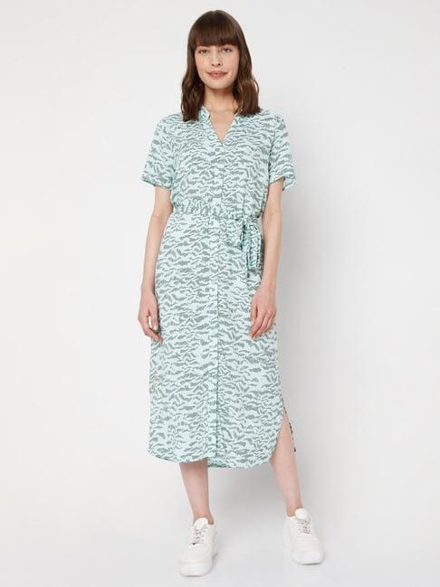 vero moda turquoise printed a-line dress