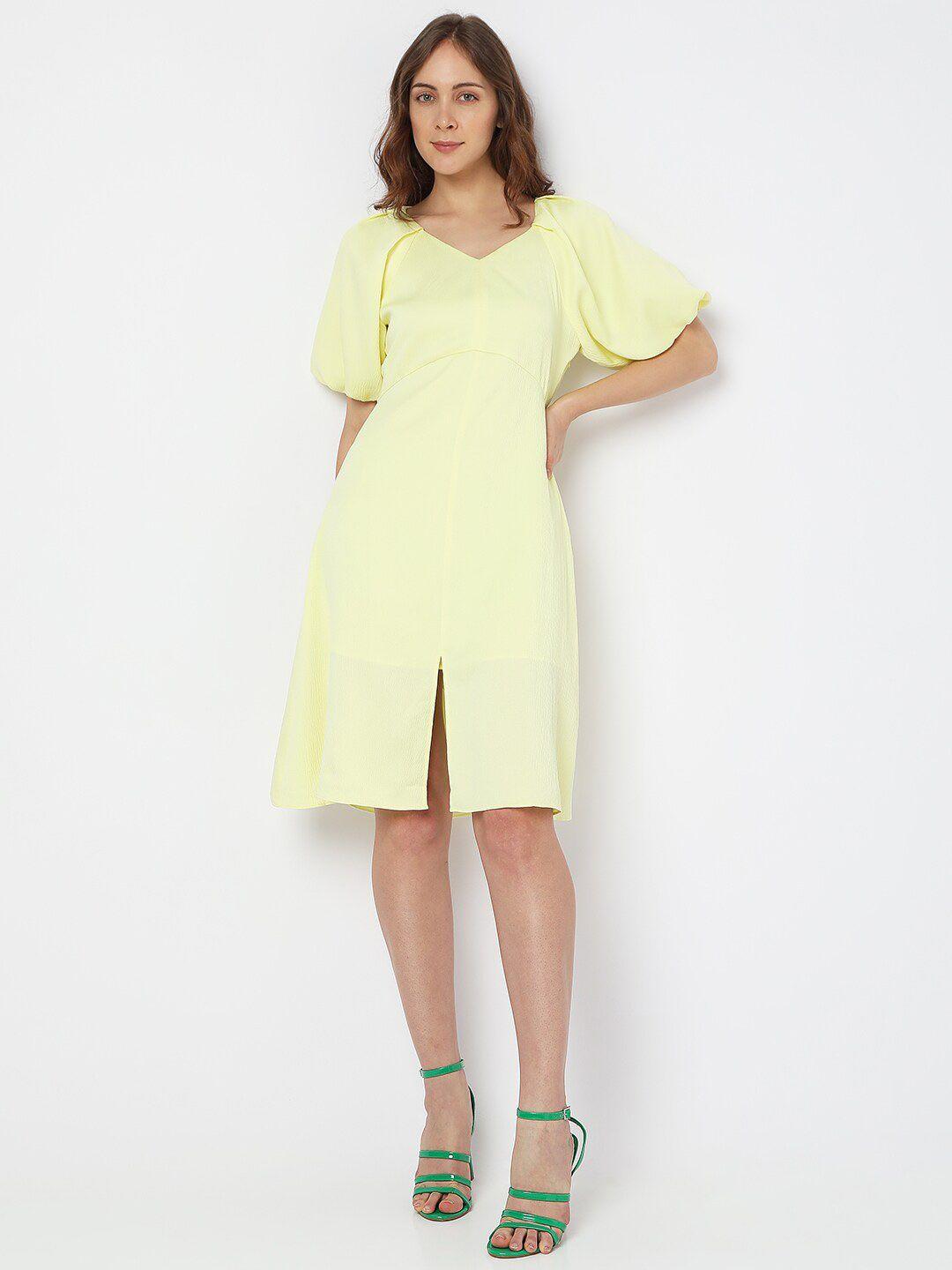 vero moda v-neck puff sleeves dress