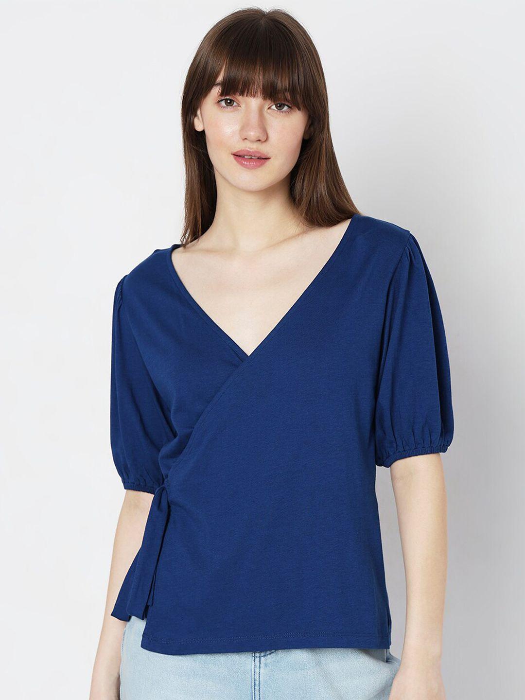 vero moda v-neck puff sleeves wrap top